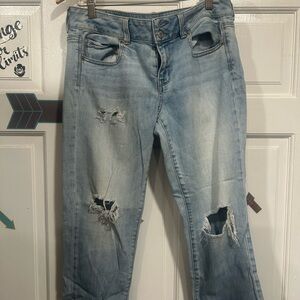 American Eagle Outfitters Light Blue Distressed Capris